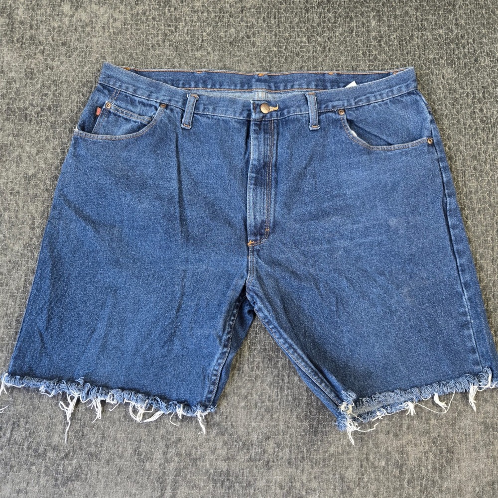 Red Kap Cutoff Denim Shorts Cotton Mens 44 Blue Raw Hem Workwear Casual